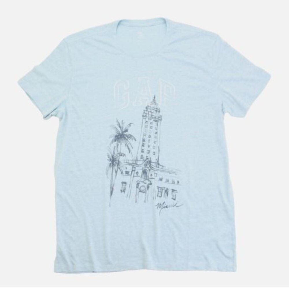 Gap Vintage Miami Bird Moroccan Blue T-Shirt Tee Men's Size L Unisex New